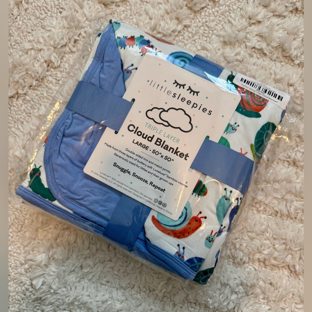 ✨🤍LITTLE SLEEPIES INCHIN ALONG LARGE 50x50 CLOUD BLANKET NEW IN BAG! SOLD OUT